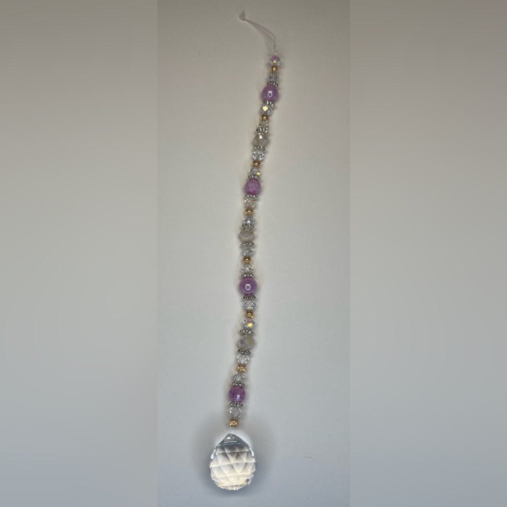 Mini suncatcher. Pink and silver. Made with glass beads